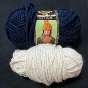 Lion Brand Wool-Ease Thick & Quick yarn - cream, navy